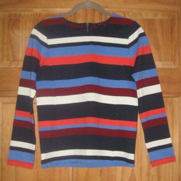 J. Crew Striped Top with Back Half Zipper - Picture 1 of 2